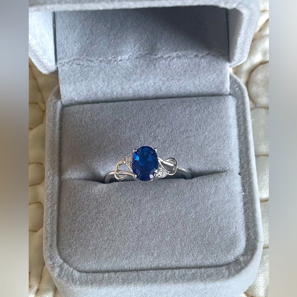 Elegant Unique 925 Silver Blue Round Zircon Hollow Ring Elegant Finger Ring . - Picture 3 of 6